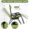 image:imageGiantex 2 PCS Zero Gravity Chair Patio Chaise Lounge Chairs Outdoor Yard Pool Recliner Folding Lounge Chair with Cup Holder BeigeGreen