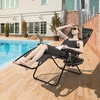image:imageGiantex 2 PCS Zero Gravity Chair Patio Chaise Lounge Chairs Outdoor Yard Pool Recliner Folding Lounge Chair with Cup Holder BeigeGrey