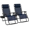image:imageGiantex 2 PCS Zero Gravity Chair Patio Chaise Lounge Chairs Outdoor Yard Pool Recliner Folding Lounge Chair with Cup Holder BeigeNavy