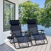 image:imageGiantex 2 PCS Zero Gravity Chair Patio Chaise Lounge Chairs Outdoor Yard Pool Recliner Folding Lounge Chair with Cup Holder BeigeNavy
