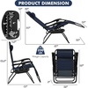 image:imageGiantex 2 PCS Zero Gravity Chair Patio Chaise Lounge Chairs Outdoor Yard Pool Recliner Folding Lounge Chair with Cup Holder BeigeNavy