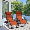 image:imageGiantex 2 PCS Zero Gravity Chair Patio Chaise Lounge Chairs Outdoor Yard Pool Recliner Folding Lounge Chair with Cup Holder BeigeOrange