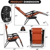 image:imageGiantex 2 PCS Zero Gravity Chair Patio Chaise Lounge Chairs Outdoor Yard Pool Recliner Folding Lounge Chair with Cup Holder BeigeOrange