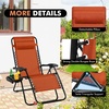 image:imageGiantex 2 PCS Zero Gravity Chair Patio Chaise Lounge Chairs Outdoor Yard Pool Recliner Folding Lounge Chair with Cup Holder BeigeOrange