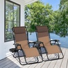 image:imageGiantex 2 PCS Zero Gravity Chair Patio Chaise Lounge Chairs Outdoor Yard Pool Recliner Folding Lounge Chair with Cup Holder BeigeTan