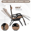 image:imageGiantex 2 PCS Zero Gravity Chair Patio Chaise Lounge Chairs Outdoor Yard Pool Recliner Folding Lounge Chair with Cup Holder BeigeTan