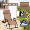 image:imageGiantex 2 PCS Zero Gravity Chair Patio Chaise Lounge Chairs Outdoor Yard Pool Recliner Folding Lounge Chair with Cup Holder BeigeTan