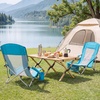 image:imageGiantex 2 Pack Folding Beach Chairs for Adults Portable Lightweight Camping Chairs wPadded Armrests Cup Holders amp Storage Pockets Low Seat Lawn Chairs wCarry Bags for Picnic Hiking amp Travel