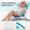 image:imageGiantex 2 Pack Folding Beach Chairs for Adults Portable Lightweight Camping Chairs wPadded Armrests Cup Holders amp Storage Pockets Low Seat Lawn Chairs wCarry Bags for Picnic Hiking amp Travel