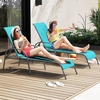 image:imageGiantex 2 Pack Patio Lounge Chair Outdoor Chaise Lounge with 5 Adjustable Backrest Sturdy Steel Frame Sunbathing Recliner Tanning Chair for Beach Outside Yard Balcony Pool Chairs 2TurquoiseTurquoise