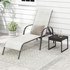 image:imageGiantex 2 Pack Patio Lounge Chair Outdoor Chaise Lounge with 5 Adjustable Backrest Sturdy Steel Frame Sunbathing Recliner Tanning Chair for Beach Outside Yard Balcony Pool Chairs 2TurquoiseGrey