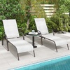 image:imageGiantex 2 Pack Patio Lounge Chair Outdoor Chaise Lounge with 5 Adjustable Backrest Sturdy Steel Frame Sunbathing Recliner Tanning Chair for Beach Outside Yard Balcony Pool Chairs 2TurquoiseGrey