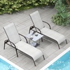 image:imageGiantex 2 Pack Patio Lounge Chair Outdoor Chaise Lounge with 5 Adjustable Backrest Sturdy Steel Frame Sunbathing Recliner Tanning Chair for Beach Outside Yard Balcony Pool Chairs 2TurquoiseGrey