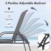 image:imageGiantex 2 Pack Patio Lounge Chair Outdoor Chaise Lounge with 5 Adjustable Backrest Sturdy Steel Frame Sunbathing Recliner Tanning Chair for Beach Outside Yard Balcony Pool Chairs 2TurquoiseDark Gray