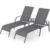image:imageGiantex 2 Pack Patio Lounge Chair Outdoor Chaise Lounge with 5 Adjustable Backrest Sturdy Steel Frame Sunbathing Recliner Tanning Chair for Beach Outside Yard Balcony Pool Chairs 2TurquoiseDark Gray