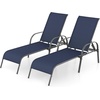 image:imageGiantex 2 Pack Patio Lounge Chair Outdoor Chaise Lounge with 5 Adjustable Backrest Sturdy Steel Frame Sunbathing Recliner Tanning Chair for Beach Outside Yard Balcony Pool Chairs 2TurquoiseNavy
