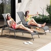 image:imageGiantex 2 Pack Patio Lounge Chair Outdoor Chaise Lounge with 5 Adjustable Backrest Sturdy Steel Frame Sunbathing Recliner Tanning Chair for Beach Outside Yard Balcony Pool Chairs 2TurquoiseDark Gray