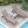 image:imageGiantex 2 Pack Patio Lounge Chair Outdoor Chaise Lounge with 5 Adjustable Backrest Sturdy Steel Frame Sunbathing Recliner Tanning Chair for Beach Outside Yard Balcony Pool Chairs 2TurquoiseBrown