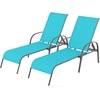 image:imageGiantex 2 Pack Patio Lounge Chair Outdoor Chaise Lounge with 5 Adjustable Backrest Sturdy Steel Frame Sunbathing Recliner Tanning Chair for Beach Outside Yard Balcony Pool Chairs 2TurquoiseTurquoise