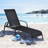 image:imageGiantex 2 Pcs Chaise Lounge Chair Adjustable Reclining Lounge Chairs Patio Furniture Backyard Lawn Sling Chaise wAdjustable Back Folding Recliners for Outdoor Beach Yard Pool BlackBlack