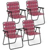 image:imageGiantex 2Pack Beach Chairs for Adults Camping Chair with Steel Frame Webbing Design Lightweight Folding Directors Chair for Outdoor Patio Fishing Yard Poolside Lawn RedRed