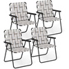 image:imageGiantex 2Pack Beach Chairs for Adults Camping Chair with Steel Frame Webbing Design Lightweight Folding Directors Chair for Outdoor Patio Fishing Yard Poolside Lawn RedKhaki