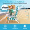 image:imageGiantex 2Pack Folding Camping Chair with 5 Adjustable Positions Head Pillow Towel Bar Armrests amp Cup Holder Portable Outdoor Backpack Chair for Lay Flat Sunbathing Picnic Beach Green