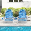 image:imageGiantex 2Pack Folding Camping Chair with 5 Adjustable Positions Head Pillow Towel Bar Armrests amp Cup Holder Portable Outdoor Backpack Chair for Lay Flat Sunbathing Picnic Beach Blue