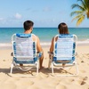 image:imageGiantex 2Pack Folding Camping Chair with 5 Adjustable Positions Head Pillow Towel Bar Armrests amp Cup Holder Portable Outdoor Backpack Chair for Lay Flat Sunbathing Picnic Beach Blue