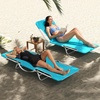image:imageGiantex 2Pack Patio Lounge Chair with 5Position Carry Strap Metal Frame 330Lbs Portable Chaise Lounge Folding Camping Cot for Lay Flat Outdoor Poolside Backyard Beach Tanning 1 BlueBlue