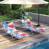 image:imageGiantex 2Pack Patio Lounge Chair with 5Position Carry Strap Metal Frame 330Lbs Portable Chaise Lounge Folding Camping Cot for Lay Flat Outdoor Poolside Backyard Beach Tanning 1 BlueColorful