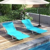 image:imageGiantex 2Pack Patio Lounge Chair with 5Position Carry Strap Metal Frame 330Lbs Portable Chaise Lounge Folding Camping Cot for Lay Flat Outdoor Poolside Backyard Beach Tanning 1 BlueBlue