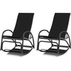 image:imageGiantex 2in1 Outdoor Rocking Chair Convertible Lounge Chair with 4Position Adjustable Backrest Curved Armrests Lightweight Aluminum Frame Patio Lounger Rocker for Porch Poolside GreyBlack