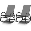 image:imageGiantex 2in1 Outdoor Rocking Chair Convertible Lounge Chair with 4Position Adjustable Backrest Curved Armrests Lightweight Aluminum Frame Patio Lounger Rocker for Porch Poolside GreyGrey