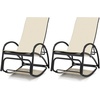 image:imageGiantex 2in1 Outdoor Rocking Chair Convertible Lounge Chair with 4Position Adjustable Backrest Curved Armrests Lightweight Aluminum Frame Patio Lounger Rocker for Porch Poolside GreyBeige