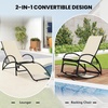 image:imageGiantex 2in1 Outdoor Rocking Chair Convertible Lounge Chair with 4Position Adjustable Backrest Curved Armrests Lightweight Aluminum Frame Patio Lounger Rocker for Porch Poolside GreyBeige