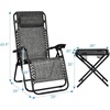 image:imageGiantex 3 PCS Zero Gravity Chair Patio Chaise Lounge Chairs Outdoor Yard Pool Recliner Folding Lounge Table Chair Set Backyard Lounge Chairs BeigeGrey