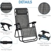 image:imageGiantex 3 PCS Zero Gravity Chair Patio Chaise Lounge Chairs Outdoor Yard Pool Recliner Folding Lounge Table Chair Set Backyard Lounge Chairs BeigeGrey