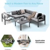 image:imageGiantex 3 Pieces Aluminum Patio Furniture Set  with 6Level Adjustable Backrest Outdoor Modern Conversation Set with Cushions and Tempered Glass Tabletop for Porch Poolside Backyard