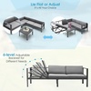 image:imageGiantex 3 Pieces Aluminum Patio Furniture Set  with 6Level Adjustable Backrest Outdoor Modern Conversation Set with Cushions and Tempered Glass Tabletop for Porch Poolside Backyard