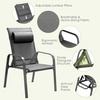 image:imageGiantex 3 Pieces Patio Bistro Set Patio Dining Set for 2 Stackable Patio Chairs with Adjustable Backrest Headrest Tempered Glass Coffee Table Outdoor Porch Yard Garden Furniture Gray