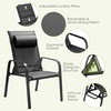 image:imageGiantex 3 Pieces Patio Bistro Set Patio Dining Set for 2 Stackable Patio Chairs with Adjustable Backrest Headrest Tempered Glass Coffee Table Outdoor Porch Yard Garden Furniture Black