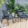 image:imageGiantex 3 Pieces Patio Bistro Set Patio Dining Set for 2 Stackable Patio Chairs with Adjustable Backrest Headrest Tempered Glass Coffee Table Outdoor Porch Yard Garden Furniture Black