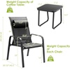 image:imageGiantex 3 Pieces Patio Bistro Set Patio Dining Set for 2 Stackable Patio Chairs with Adjustable Backrest Headrest Tempered Glass Coffee Table Outdoor Porch Yard Garden Furniture Black