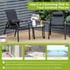 image:imageGiantex 3 Pieces Patio Bistro Set Patio Dining Set for 2 Stackable Patio Chairs with Adjustable Backrest Headrest Tempered Glass Coffee Table Outdoor Porch Yard Garden Furniture Black