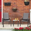 image:imageGiantex 3 Pieces Patio Bistro Set Patio Dining Set for 2 Stackable Patio Chairs with Adjustable Backrest Headrest Tempered Glass Coffee Table Outdoor Porch Yard Garden Furniture Gray