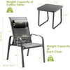 image:imageGiantex 3 Pieces Patio Bistro Set Patio Dining Set for 2 Stackable Patio Chairs with Adjustable Backrest Headrest Tempered Glass Coffee Table Outdoor Porch Yard Garden Furniture Gray