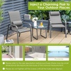 image:imageGiantex 3 Pieces Patio Bistro Set Patio Dining Set for 2 Stackable Patio Chairs with Adjustable Backrest Headrest Tempered Glass Coffee Table Outdoor Porch Yard Garden Furniture Gray