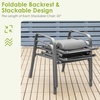 image:imageGiantex 3 Pieces Patio Bistro Set Patio Dining Set for 2 Stackable Patio Chairs with Adjustable Backrest Headrest Tempered Glass Coffee Table Outdoor Porch Yard Garden Furniture Gray