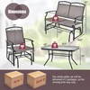 image:imageGiantex 4 PCS Outdoor Glider Chairs Set  Patio Furniture Set with Tempered Glass Table HeavyDuty Metal Frame Gliding Rocking Chair Conversation Set for Front Porch Yard Poolside 4 PCS Brown